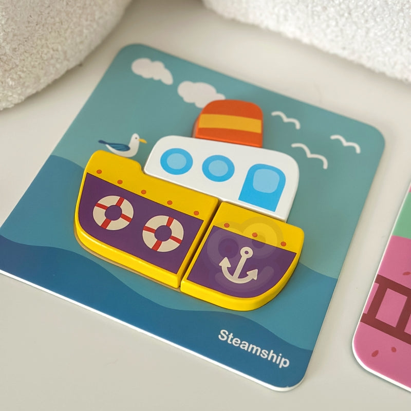 Medinė Montessori dėlionė, transporto priemonės, WOOPIE