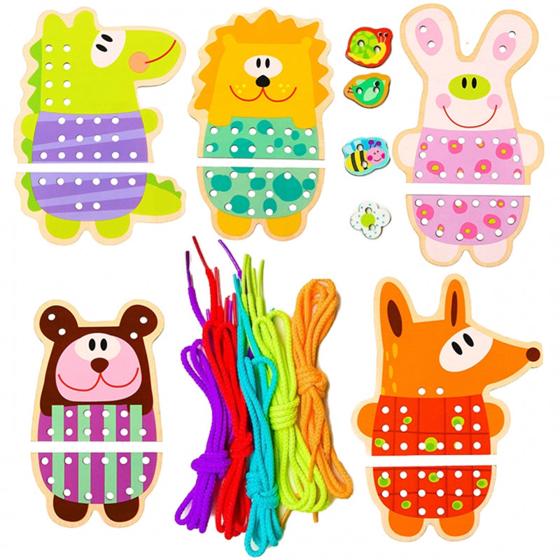 Medinis siuvimo rinkinys vaikams „Gyvūnai“ 5in1, WOOPIE GREEN