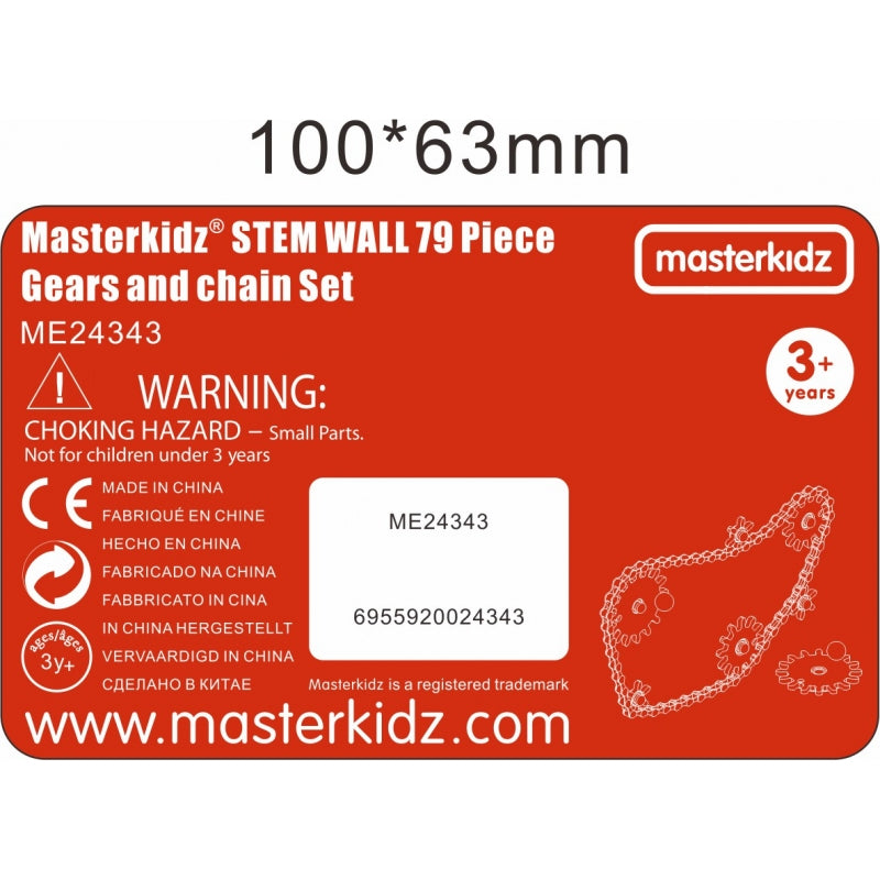 Sieninės plokštelės krumpliaračiai ir grandinė 79 vnt., Masterkidz