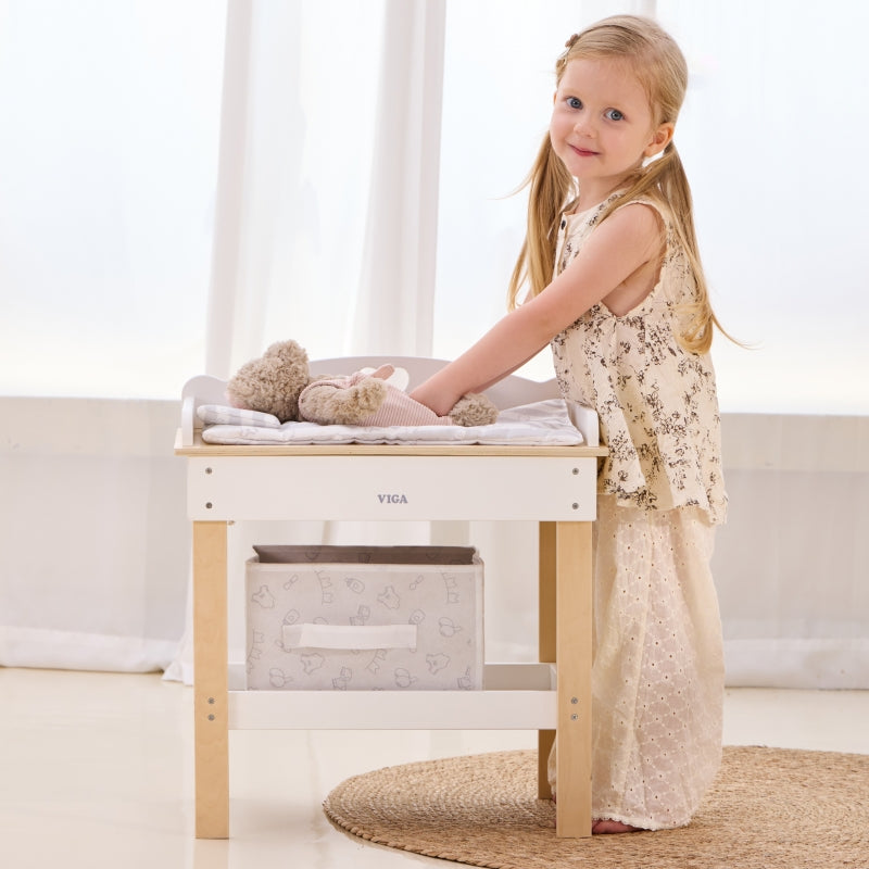 Medinis lėlių vystymo ir plovimo stalas 2in1, VIGA