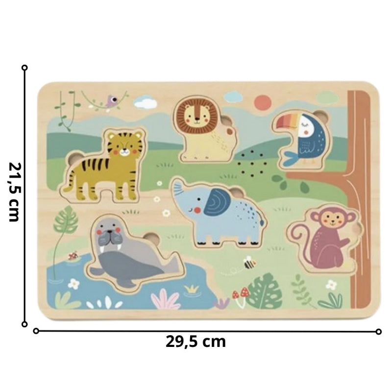 Medinė interaktyvi dėlionė vaikams “Gyvūnai”, TOOKY TOY