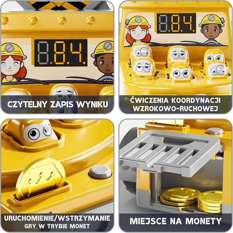 Interaktyvus statybinis sunkvežimis su žaidimu “Whack-a-Mole“, geltonas, WOOPIE