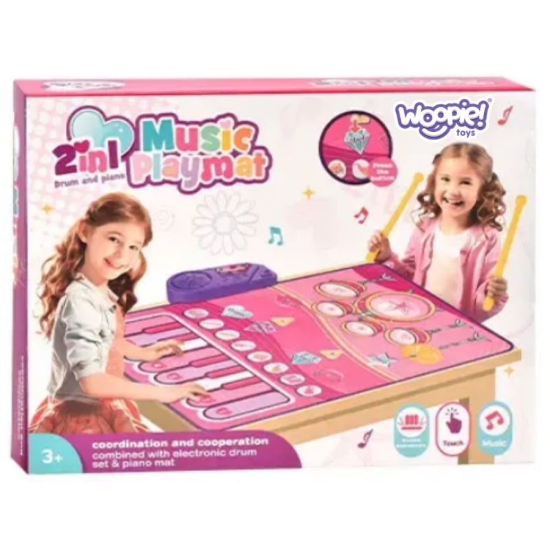 Didelis muzikinis kilimėlis vaikams 2in1, rožinis, WOOPIE