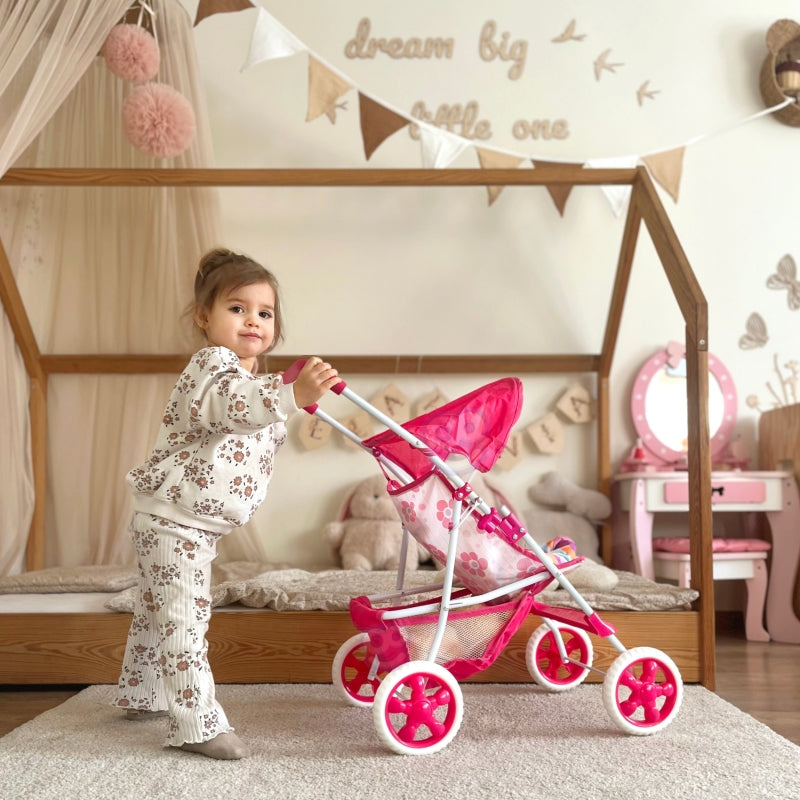 Žaislinis lėlių vežimėlis, rožinis, WOOPIE