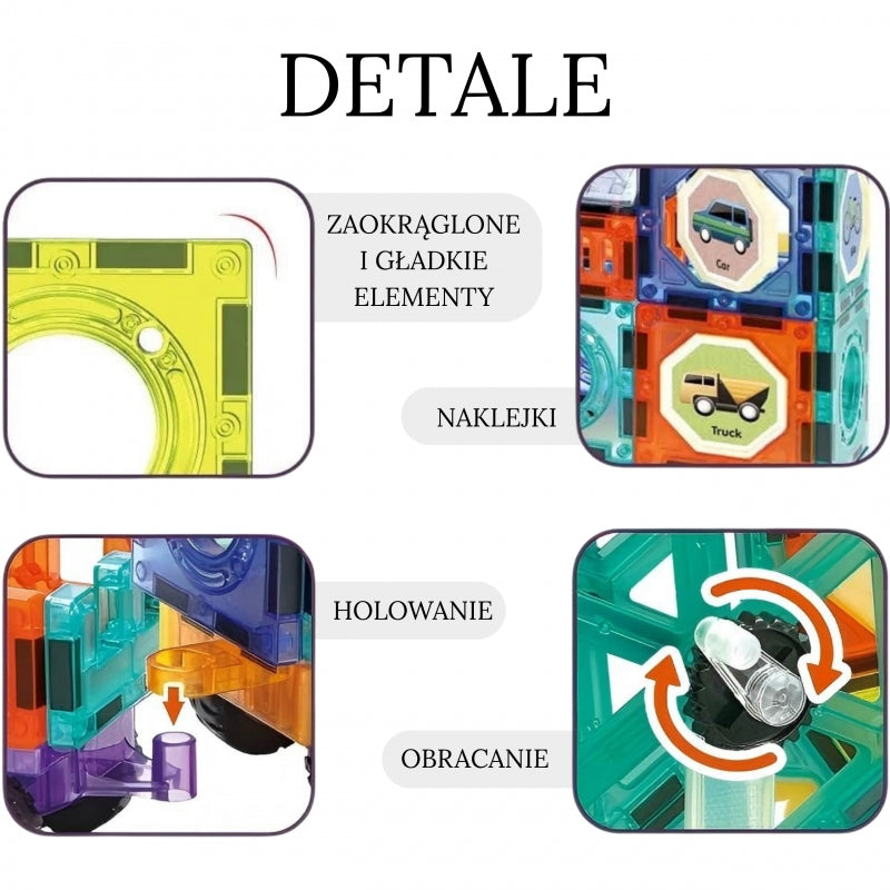 Magnetiniai 3D blokai vaikams su lipdukais 71 vnt. WOOPIE