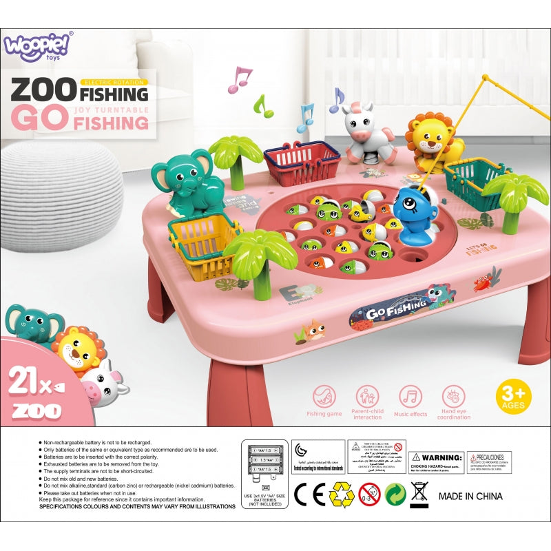 Žuvų gaudymo žaidimas su stalu ir garso bei šviesos efektais, rožinis, WOOPIE
