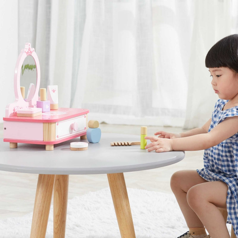 Medinis kosmetinis staliukas su veidrodžiu ir priedais, Viga