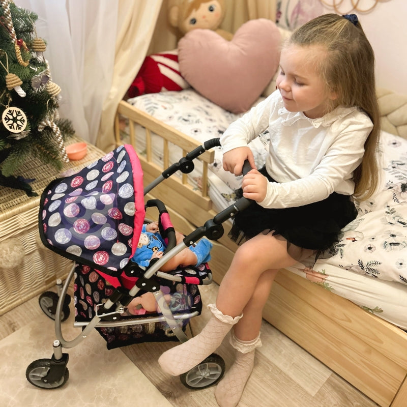 Žaislinis lėlių vežimėlis 4 ratai, WOOPIE