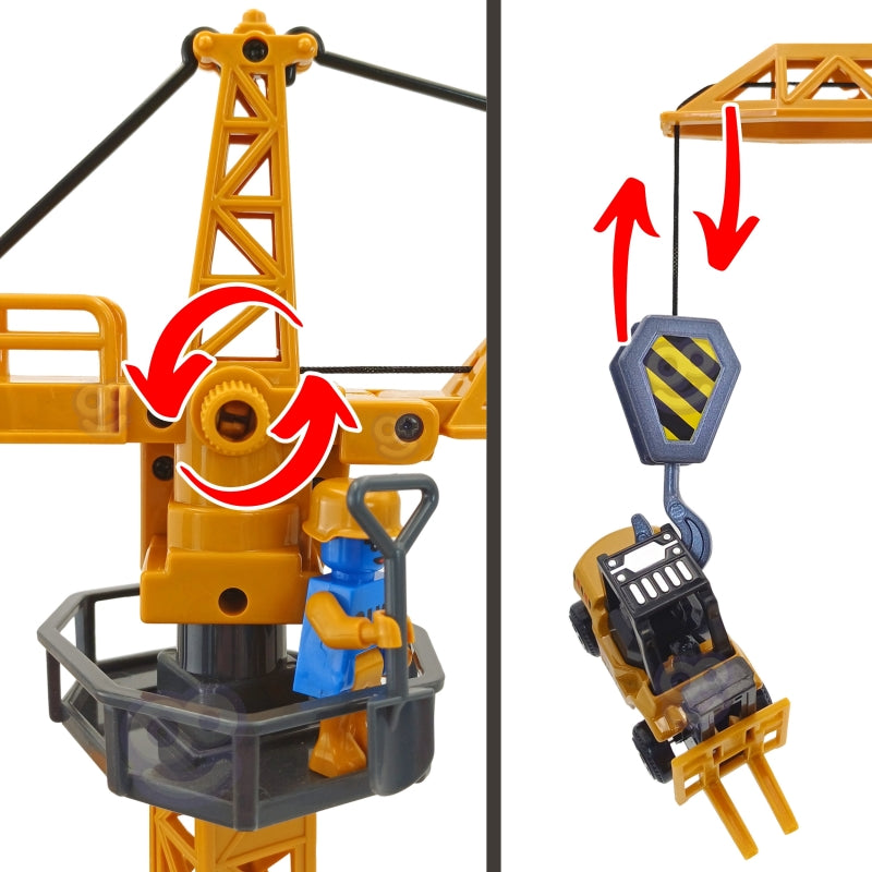 Sunkvežimių 6in1 statybinis rinkinys su kranu ir priedais, WOOPIE