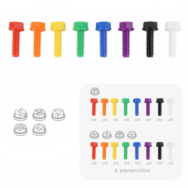 Spalvotų varžtų rinkinys STEM kūrybinei lentai 512 el