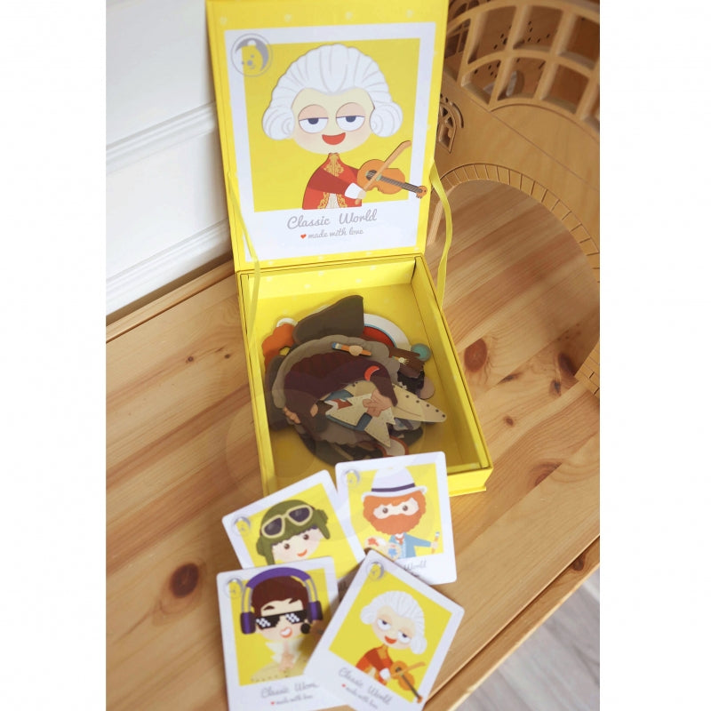 Medinė magnetinė dėlionė „Papuošk berniuką“ 32 detalės, Woopie