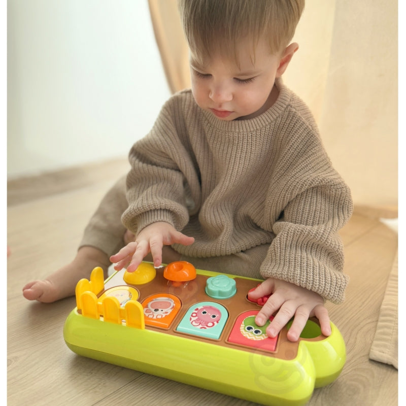 Edukacinis žaislas iššokantis gyvūnai, geltona, WOOPIE