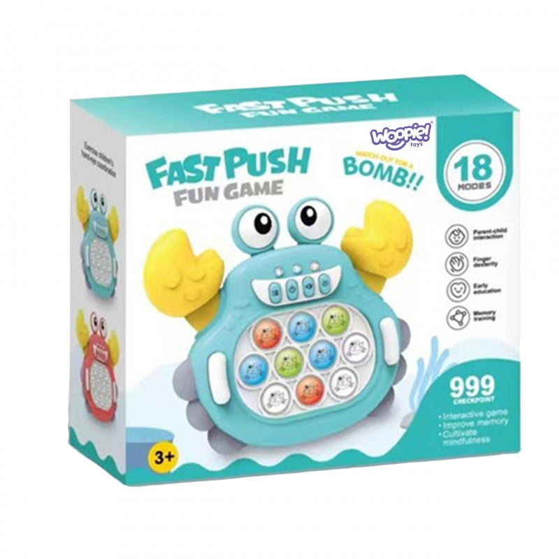 Elektroninė konsolė vaikams POP IT krabas, mėlynas, WOOPIE