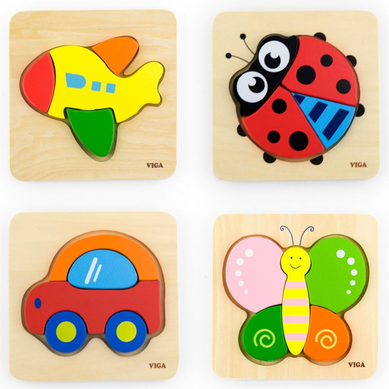 Mano pirmoji medinė dėlionė 4 vnt. - Mašinėlė, Viga