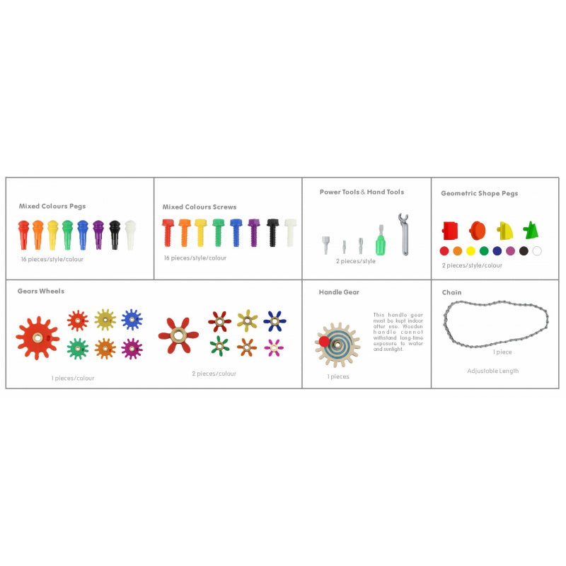 Medinis mokomasis stalas su priedais ir 563 kaladėlėmis, MASTERKIDZ