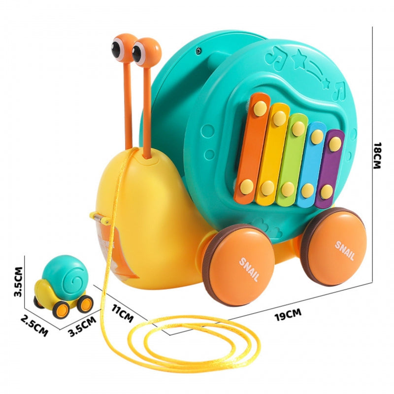 Traukiama sensorinės sraigė 4in1 su metalofonu, rožinis, WOOPIE