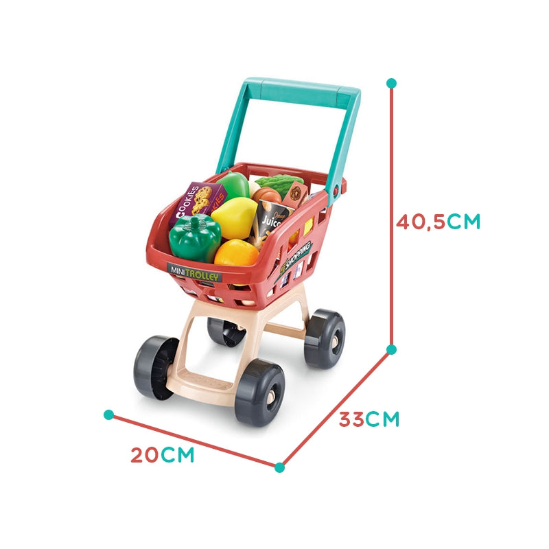 WOOPIE Sklep Supermarket z Wózkiem Sklepowym Waga Kasa Skaner + 48 Akc.