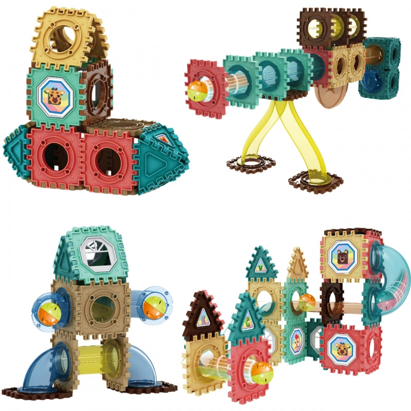 Magnetinis 3D konstruktorius vaikams „Kamuoliukų trasa“ 68 vnt., WOOPIE