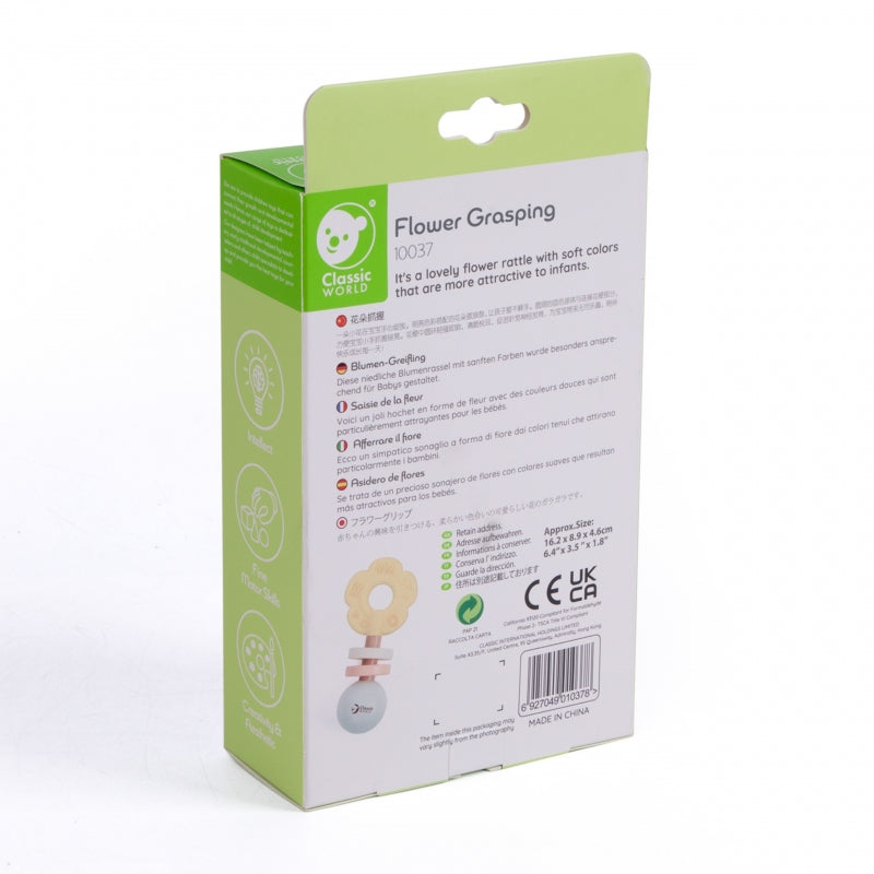 Medinis barškutis-kramtukas “Gėlė” 2in1, CLASSIC WORLD