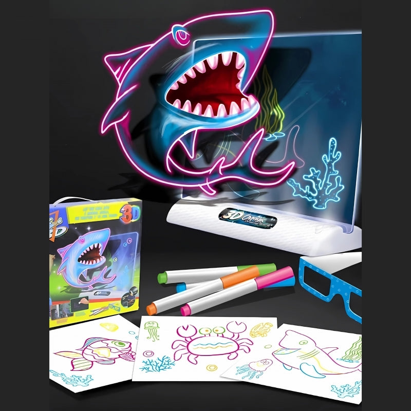 Šviečianti  piešimo lenta vaikams su 3D akiniais, WOOPIE