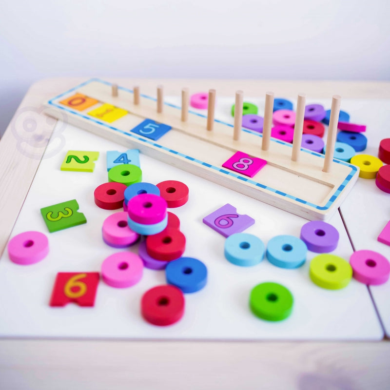 Vaikiškos lavinamosios medinės kaladėlės - Mokomės skaičiuoti Woopie