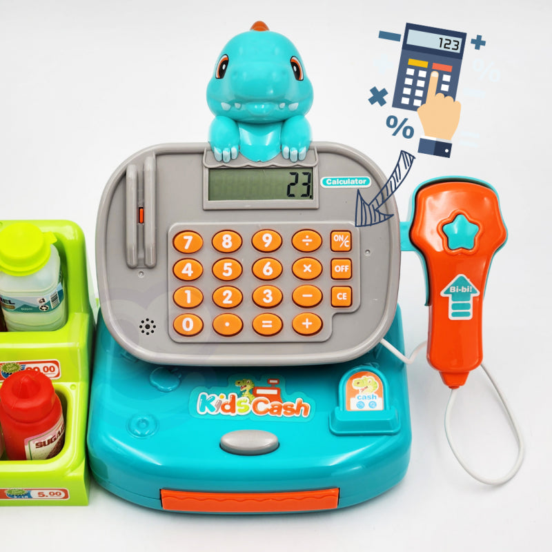 Žaislinio kasos aparato su priedais rinkinys, WOOPIE, mėlynas