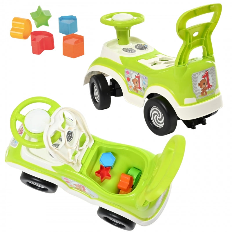 Paspiriama mašinėlė - stumdukas 4 in 1 su rūšiuokliu, žalia