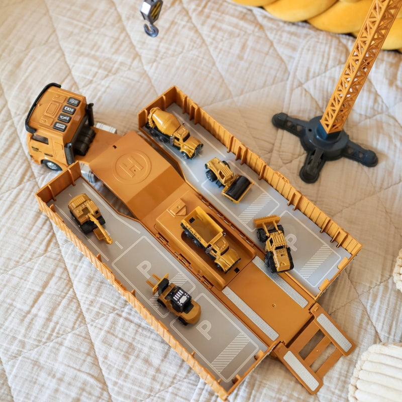 Sunkvežimių 6in1 statybinis rinkinys su kranu ir priedais, WOOPIE