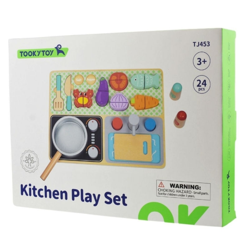 Medinė virtuvėlė vaikams su priedais, TOOKY TOY