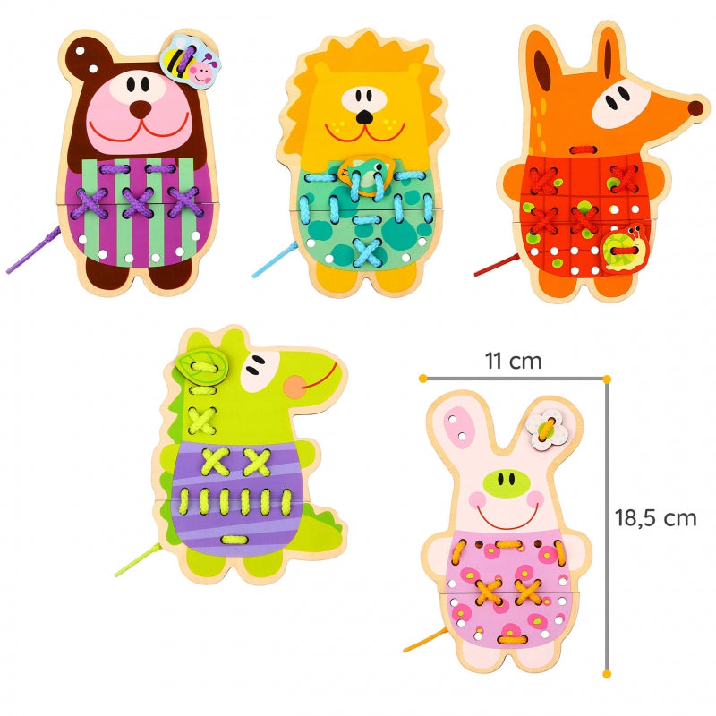 Medinis siuvimo rinkinys vaikams „Gyvūnai“ 5in1, WOOPIE GREEN