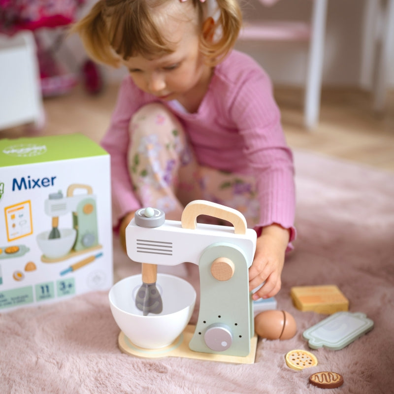 Medinis virtuvinis maišytuvas-plaktuvas su priedais, 11 el., WOOPIE GREEN