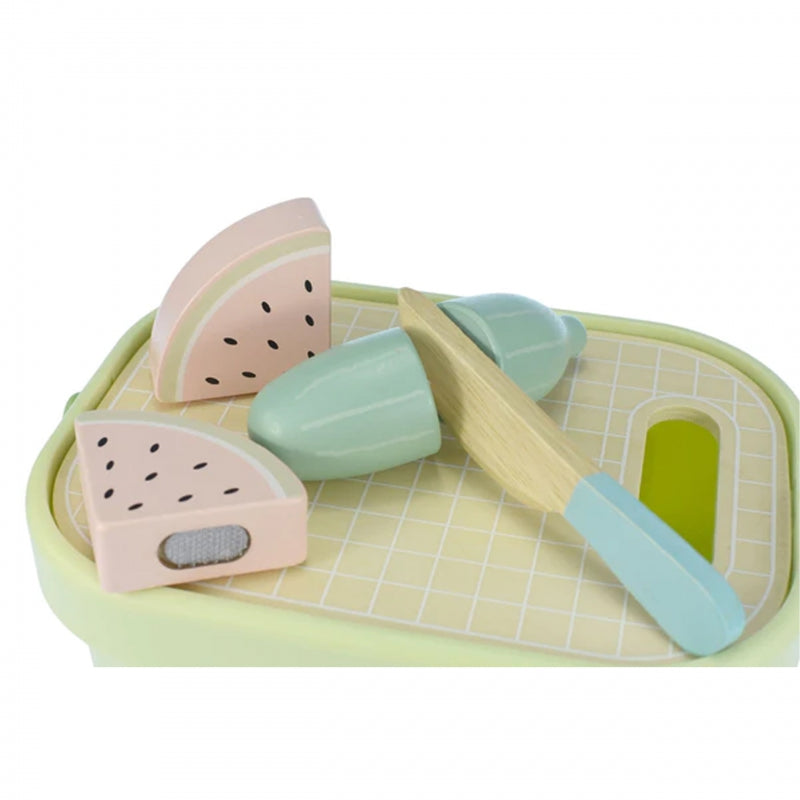 Pjaustomas medinis maisto rinkinys „Daržovės ir vaisiai“ TOOKY TOY