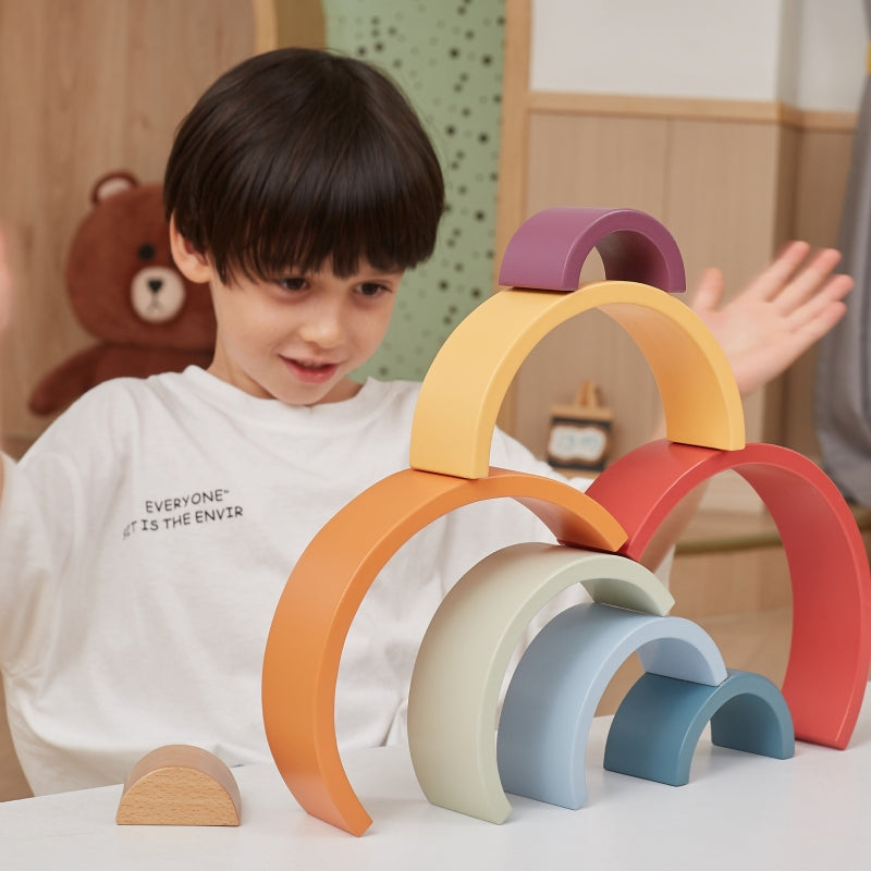 Medinės Montessori kaladėlės, vaivorykštė,  VIGA