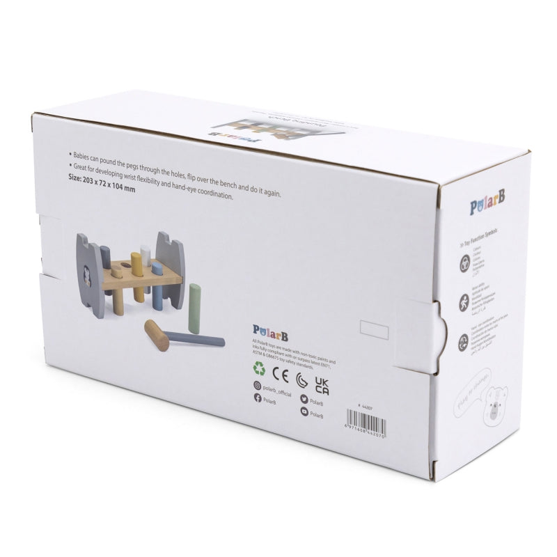 Medinis Montessori lavinamasis žaidimas su plaktuku, pilkas, Viga