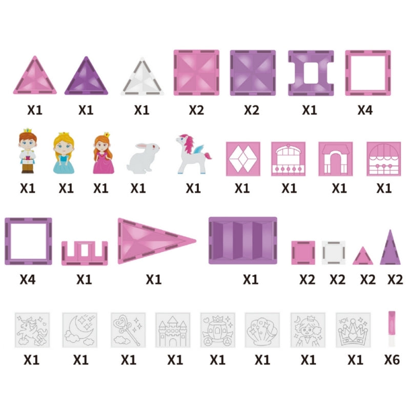 Magnetinis konstruktorius „Princesės pilis“ 50 vnt., WOOPIE