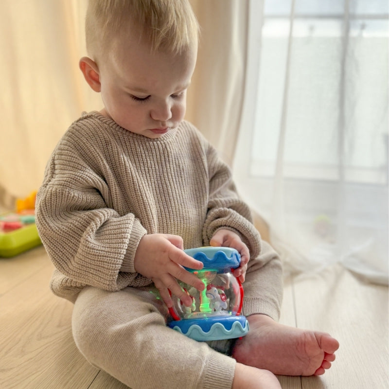 Muzikinis būgnelis su šviesa, mėlynas,  WOOPIE