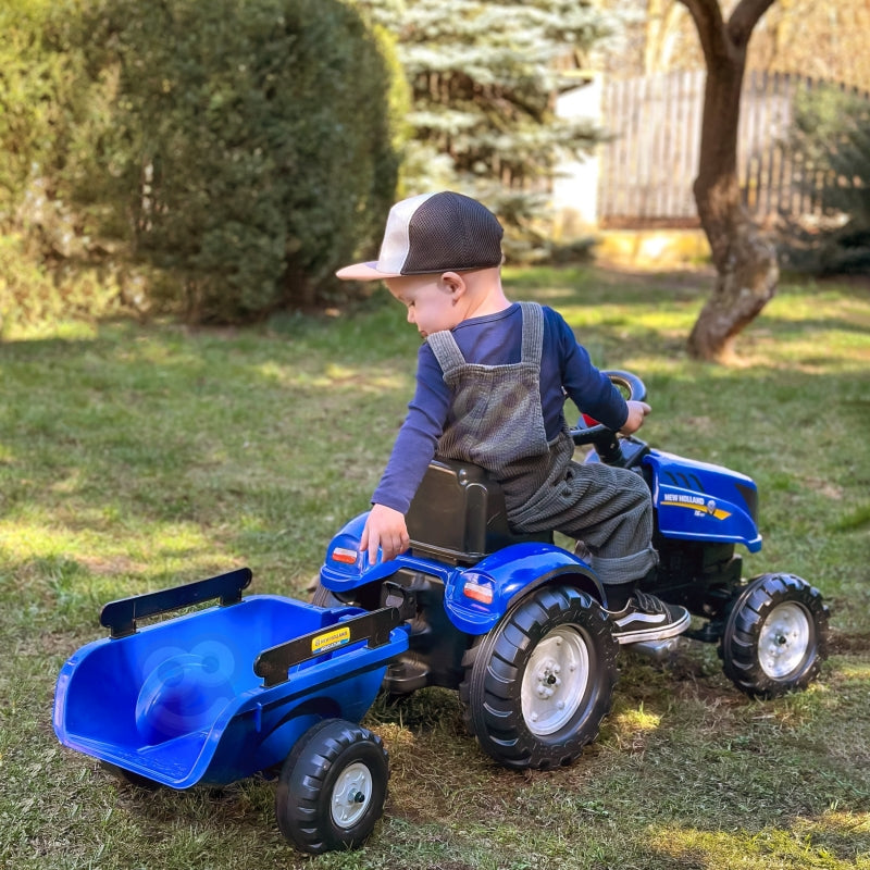 Minamas traktorius su priekaba New Holland Large Falk, mėlynas