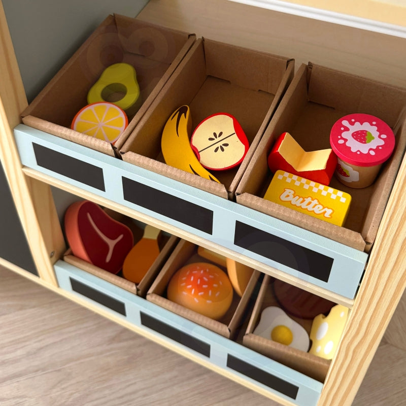 Didelis daugiafunkcinis medinis maisto prekystalis vaikams 73 el., WOOPIE GREEN