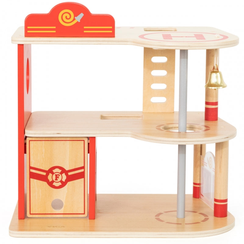 Medinis priešgaisrinės stoties rinkinys vaikams su figūrėlėmis 14 el., VIGA