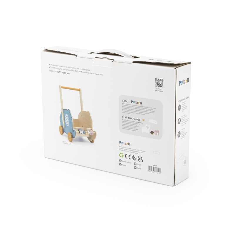 Medinis stumdukas - vežimėlis lėlėms Drambliukas Viga PolarB