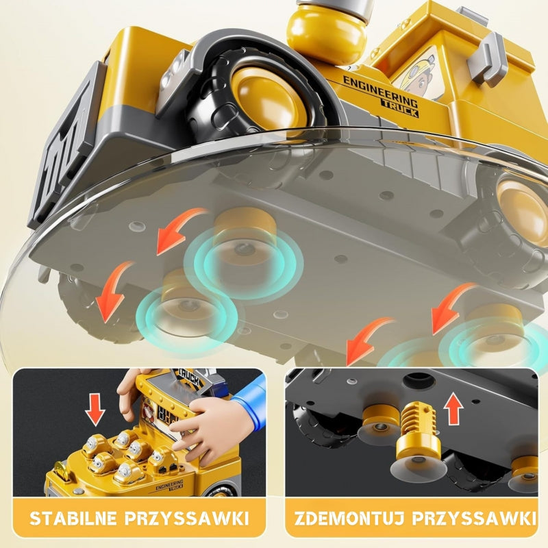 Interaktyvus statybinis sunkvežimis su žaidimu “Whack-a-Mole“, geltonas, WOOPIE