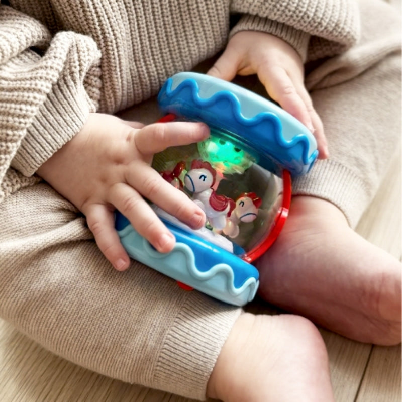 Muzikinis būgnelis su šviesa, mėlynas,  WOOPIE