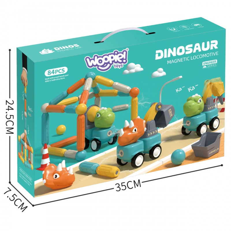 Magnetiniai statybiniai blokai „Dinozaurai“ 84 vnt., WOOPIE