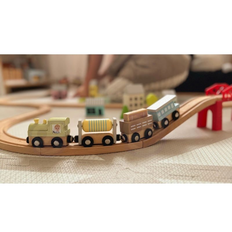 Medinių traukinių ir vagonų rinkinys dežutėje, Tooky Toy