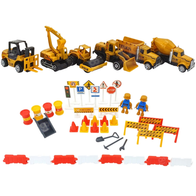 Sunkvežimių 6in1 statybinis rinkinys su kranu ir priedais, WOOPIE