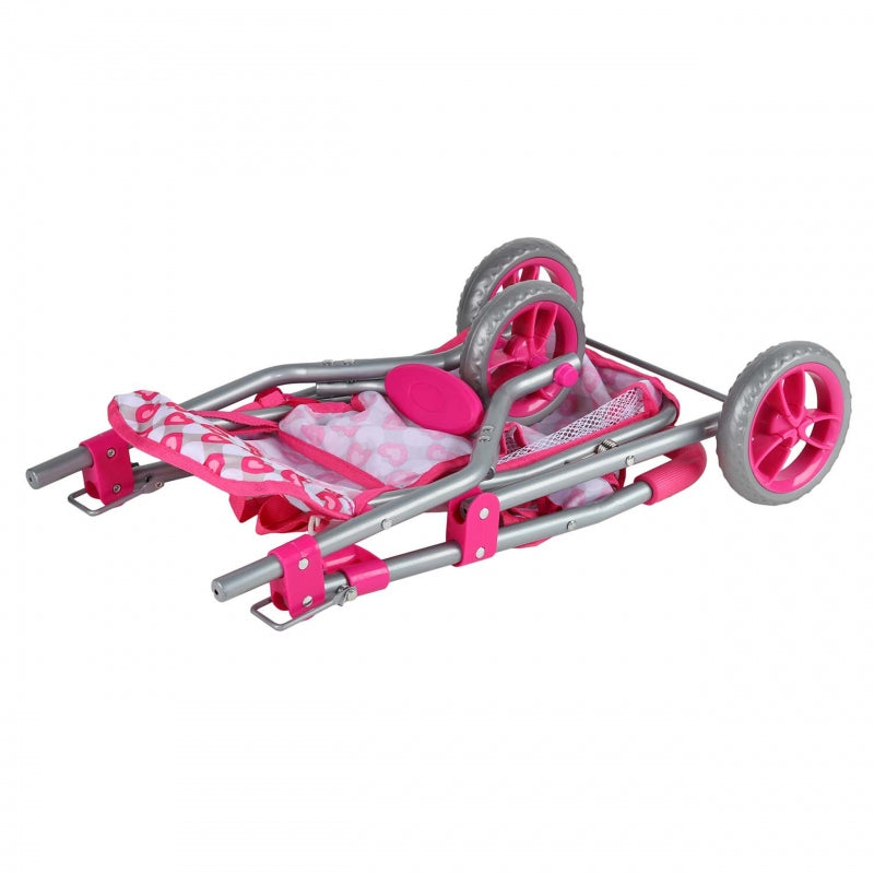 Triratis vežimėlis lėlėms, rožinis, WOOPIE