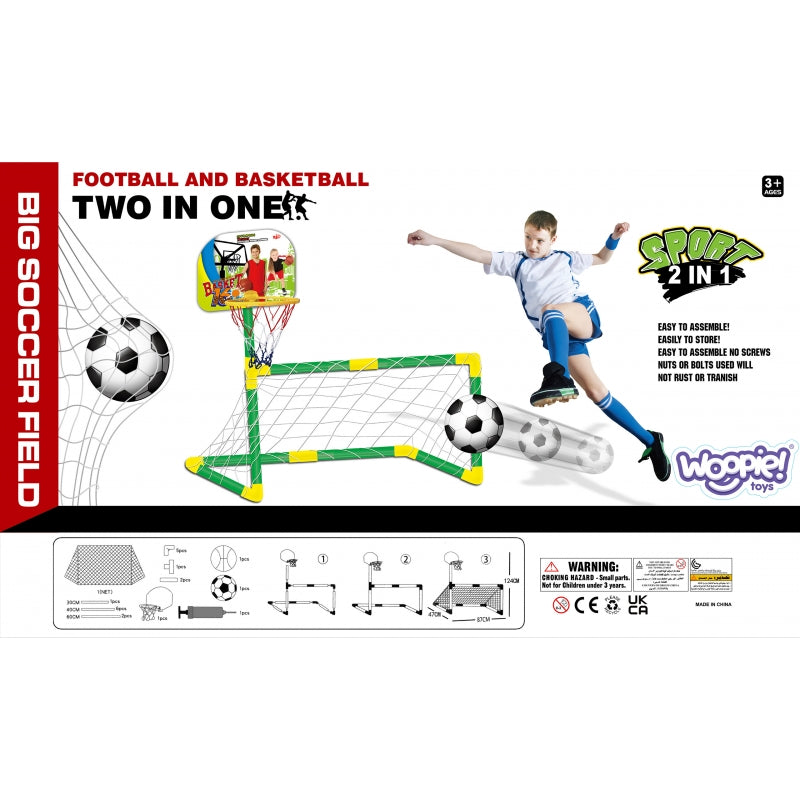 Futbolo ir krepšinio rinkinys su priedais 2in1, žalias, WOOPIE