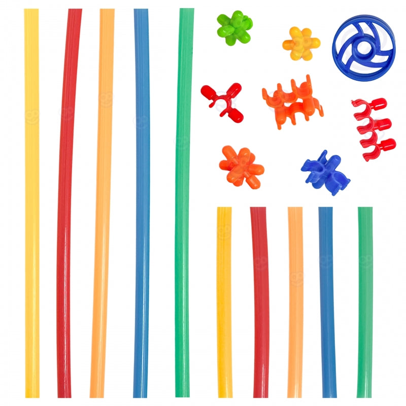 Statybinių šiaudelių rinkinys vaikams 400 vnt., WOOPIE