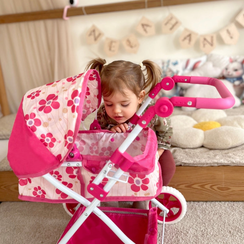 Lėlių vežimėlis su reguliuojama rankena, WOOPIE