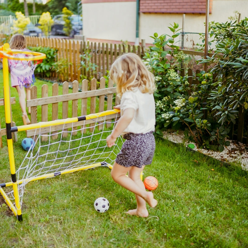 Futbolo ir krepšinio rinkinys su priedais 2in1, geltonas, WOOPIE